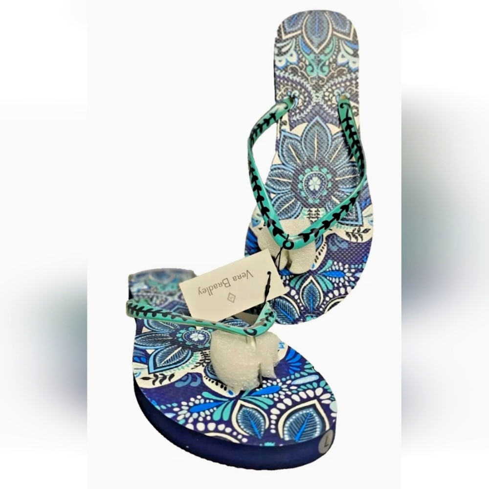NWT Women's Vera Bradley Blue Island Medallion Flip-flops - Picture 4 of 10